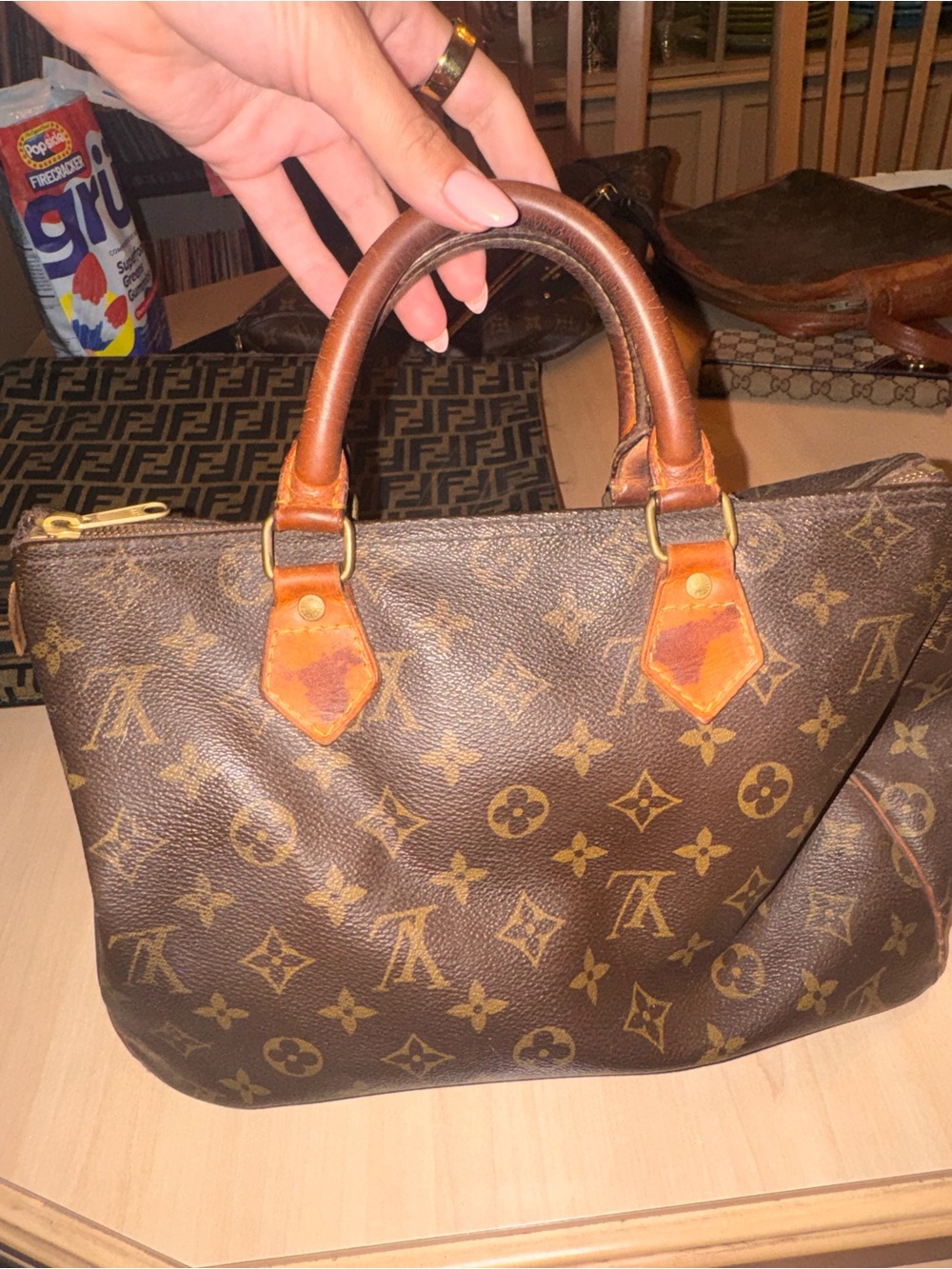 Vintage Louis Vuitton Speedy 35 Clutch in Brown and Tan - Picture 3 of 5